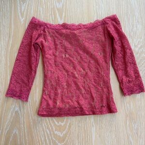 Moda International Pink Lace Off-Shoulder Top